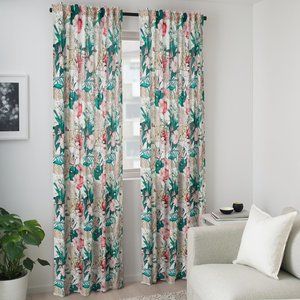 NEW IKEA GÅRDSKRÄPPA Curtains 1 Pair floral Pattern 57x98" - 100% Cotton